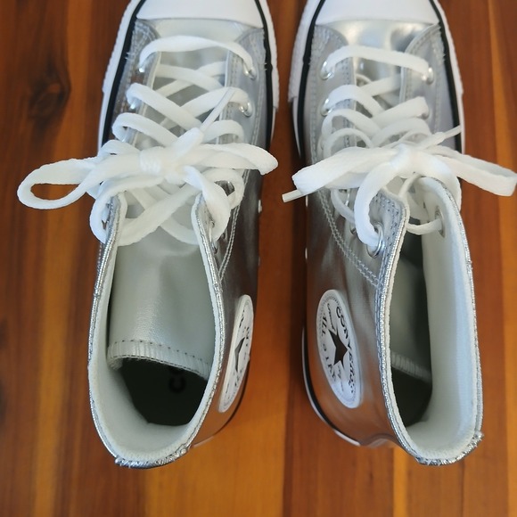 Converse Chuck Taylor All Star Hi Womens 9.5 Metallic Silver Shoes A14875C - Picture 5 of 9